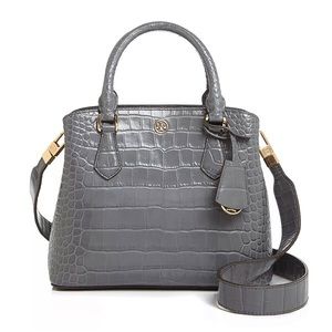 Tory Burch❤️NEW❤️Robinson embossed  leather zinc